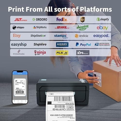 JADENS Bluetooth Thermal Shipping Label Printer – Wireless 4x6 Shipping Label Printer, Compatible with Android, iPhone, Windows & Mac, Widely Used for Ebay, Amazon, Shopify, Etsy, USPS(Blue) thumbnail 4