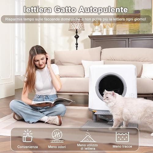 Ellenpent Lettiera Gatto Autopulente Silenziosa, Anti-Perdite/Schiacciamento/Odore, Lettiera Automatica Wifi per Gatti con APP, 90L Per Più Gatti, Svuotamento Con Un Solo Tasto, Facile da Pulire thumbnail 2