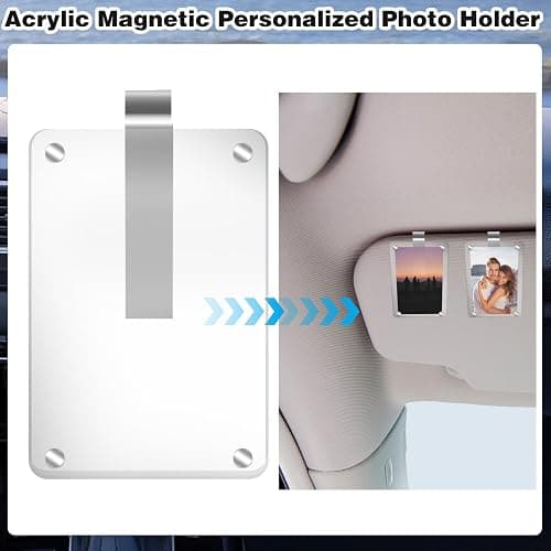 2Pcs Car Picture Holder, Acrylic Magnetic Personalized Photo Holder Car Accessories Car Photo Holder Car Visor Clip, Personalized Car Picture Frame, Suitable for Adding Family or Personal Photos thumbnail 3