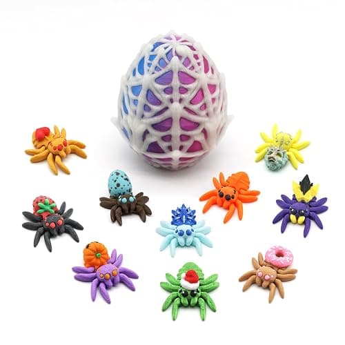 Mini 3D Printed Animals Spider Egg with 10 Unique Spiders Inside, Glow in The Dark Surprise Eggs, Christmas Gifts for Teens Kids, Christmas Decorations Outdoor Indoor Toys for Girls Boys Party Favors - Image 1