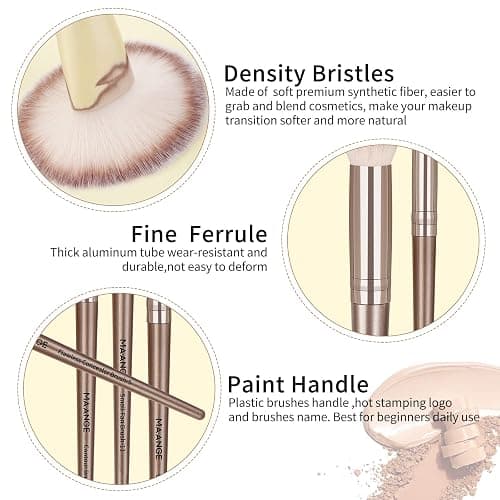 MAANGE Makeup Brush Set 23 Pcs Makeup Brushes Premium Synthetic Make up brushes Professional Face Powder Blush Pointed Eyeshadow Blending Brush Gifts for Women/Girls(Champagne) thumbnail 3