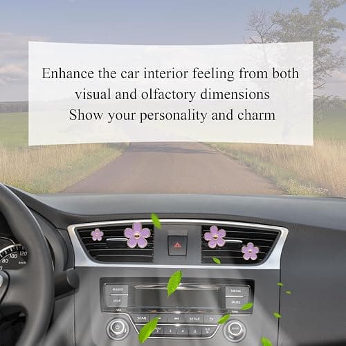 ORIESSE Cute Flowers Air Vent Clips Car Air Freshener,4pcs Purple Girly Daisy Flower Car Accessories for Women,Lavender Car Decorations Refillable Clips On Air Freshener thumbnail 3