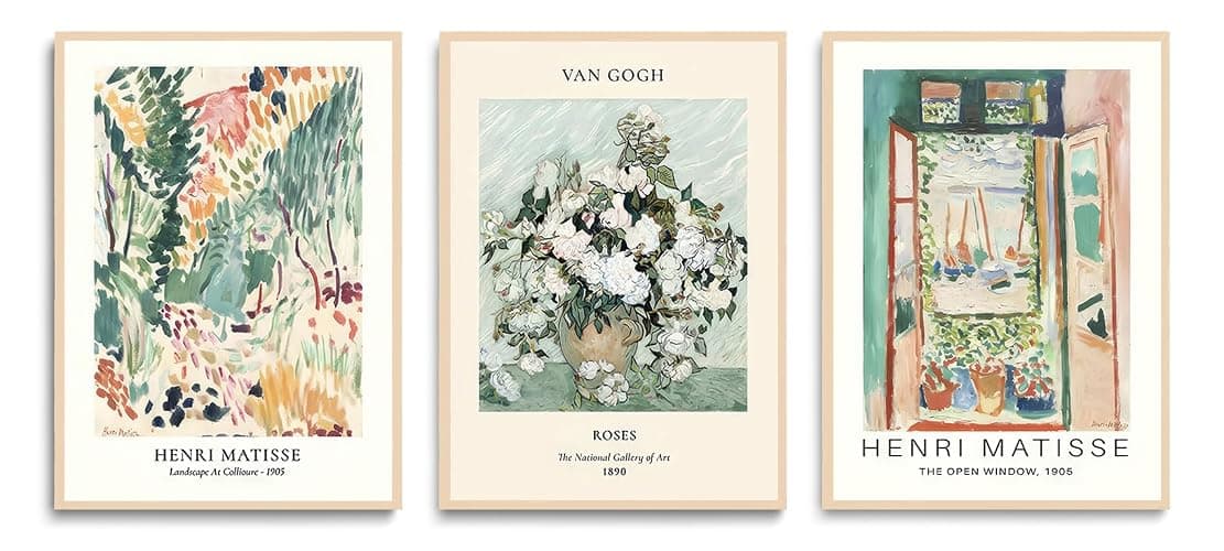 LYPHNX Sage Green Matisse Poster Wall Art Vintage Abstract Floral Prints Set of 3 Mid Century Aesthetic Flower Artwork Painting Picture Canva Decor for Living Room Bedroom Bathroom 12"x16" Unframed - Image 1