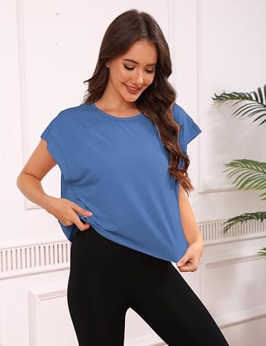 Fhniepan Open Back Tops for Women Oversized Short Sleeve Workout T Shirts Backless Y2k Athletic Crop Running Tees thumbnail 5