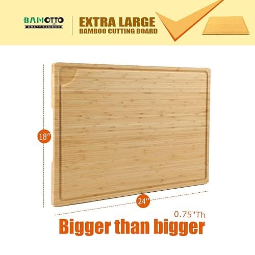  30x21 Inch Extra Large Bamboo Cutting Board, Stovetop Cover, Sink Cover, Noodle Board, with Detachable Legs, Juice Groove, Front Baffle, Ideal for Kitchen Countertop, Expanding Workspace - 30"L x 21"W thumbnail 3