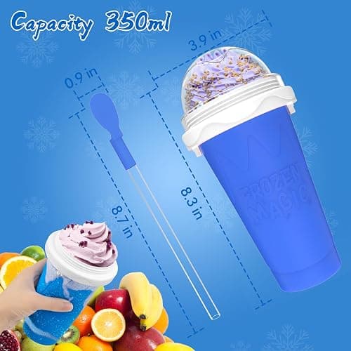 3PCS Slushie Maker Cup, Quick Frozen Magic Cups for Homemade Milk Shake Ice Cream Maker, Double Layer Squeeze Slushy Maker Cup, Birthday Gifts for Mom Dad , Kids,Friends,Family (Pink+Bule+Green) thumbnail 3