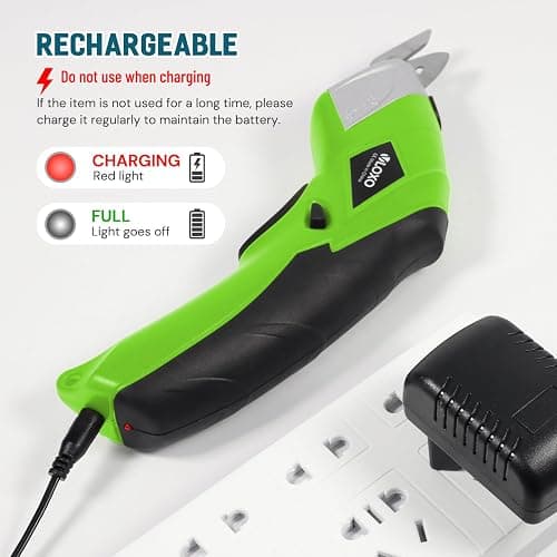 Cordless Electric Scissors, VLOXO Cardboard Cutter Electric Fabric Scissors with Blades Rechargeable Powerful Fabric Cutter for Crafts Leather Carboard Carpet Plastic Felt with Case Green thumbnail 9