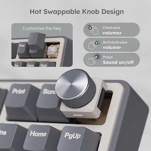 RK ROYAL KLUDGE R87 Pro Wired Mechanical Keyboard with Hot Swappable Knob 75% RGB Backlit Gaming Keyboard 88 Keys TKL Gasket Mounted with QMK/VIA and Linear Creamy Switch thumbnail 2