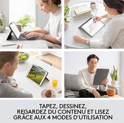 Logitech Combo Touch, Clavier iPad (7e, 8e et 9e générations), Étui avec pavé tactile de précision, clavier rétroéclairé de type ordinateur portable, Smart Connector, Clavier Français AZERTY - Noir thumbnail 9
