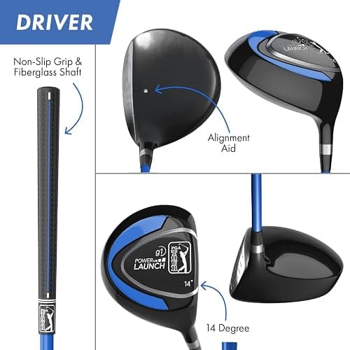 PGA Tour Youth Golf Club Set for Ages 8-12 (4’8”-5’2”) and 12+ (5’2”+), Right and Left-Handed Kids Golf Sets – Beginner Junior Golf Clubs with Lightweight Stand Bag, Mallet Putter, Hybrid, Driver thumbnail 3