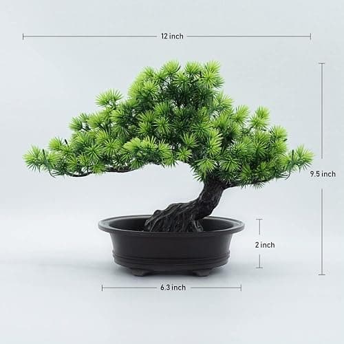 Artificial Plants Greenery Bonsai, Room Decor Fake Bonsai Tree for Home Decor Indoor Bookshelf Office Desk Bathroom Farmhouse Decor, Tall 9.5" thumbnail 3