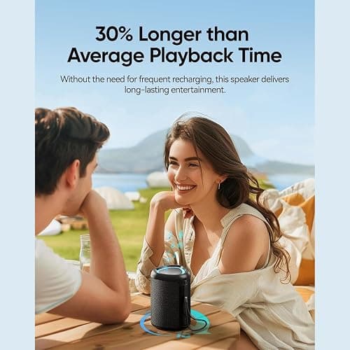 Portable Bluetooth Speaker with Lights, Powerful Crystal Clear Sound, IPX5 Waterproof, All Day Playtime, AUX&TF-Card Input, Bluetooth 5.3, TWS Paring, Small Wireless Speaker for Outdoor, Gift Ideas thumbnail 5
