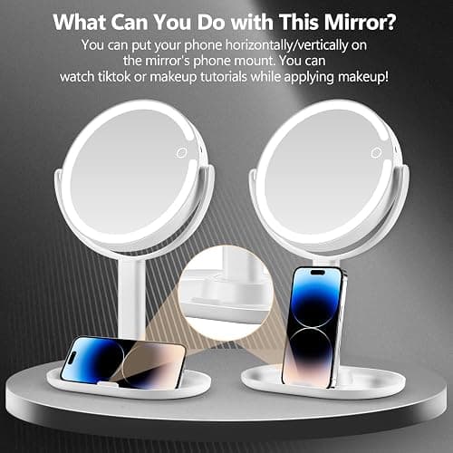 MIYADIVA Makeup Mirror with Lights,20X Magnifying Mirror with Light and Touch Switch,Vanity Mirror with 3 Color Light and 80 LEDs,2-Sided Lighted Magnified Mirror 8.8 Inches thumbnail 7