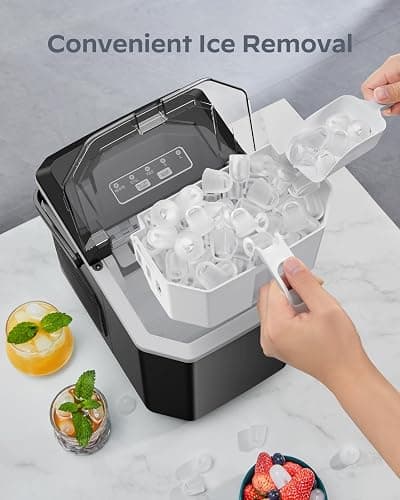 Silonn Ice Maker Countertop, Portable Ice Machine with Carry Handle, Self-Cleaning Ice Makers with Basket and Scoop, 9 Cubes in 6 Mins, 26 lbs per Day, Ideal for Home, Kitchen, Camping, RV thumbnail 2