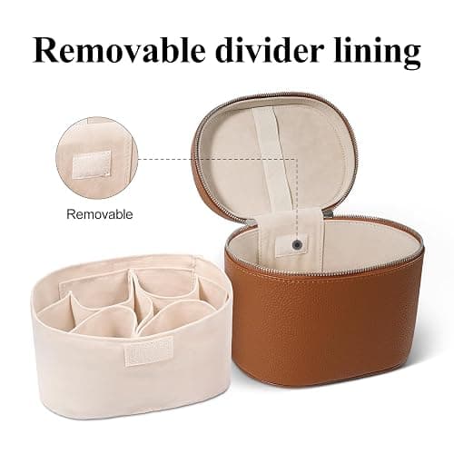 honitty Makeup Bag, Travel Make up Case with Compartments and Handle, Portable Cosmetic Organizer Bags,Toiletry Bag for Women thumbnail 3