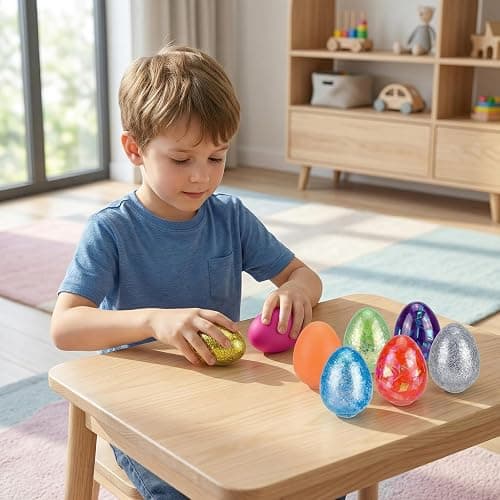 Menzcci 8 Pack Easter Eggs Squeeze Toys Stress Balls Squishy Toys for Kids Boys Girls Easter Basket Stuffers Easter Egg Hunt Fillers Party Favors thumbnail 2