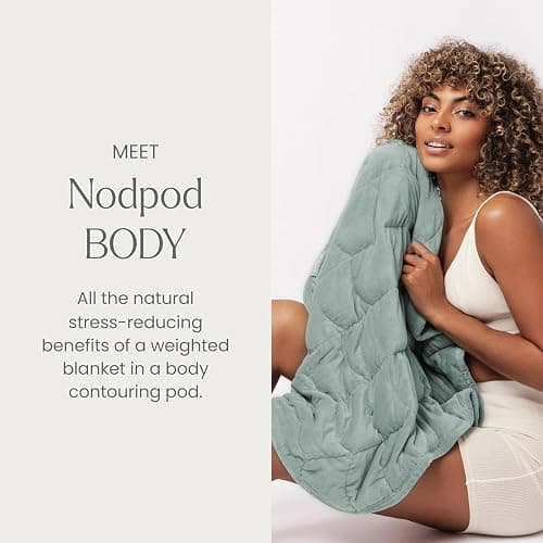 nodpod Body 6.5lb Patented Compact Weighted Blanket | Perfect for Relaxation, Lounging, Napping, Sleeping & Travel, Glass Bead Filled, Machine Washable, 29" x 24", Sage thumbnail 4