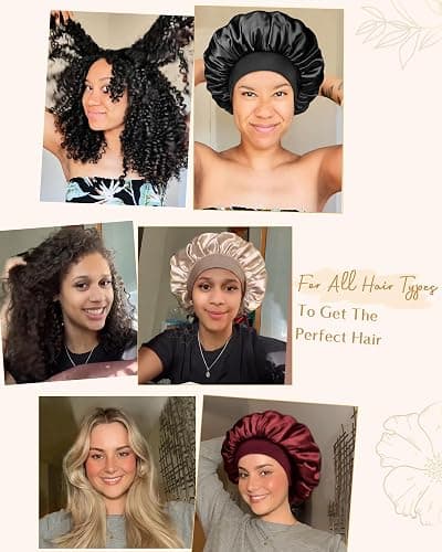YANIBEST Silk Bonnet for Sleeping Women, Double Layer Hair Satin Bonnets with Elastic Band, Sleep Cap Curly Natural Hair thumbnail 5