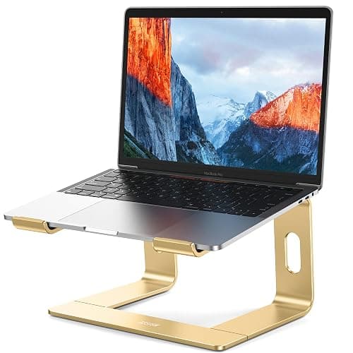 Aluminum Laptop Stand, Ergonomic Detachable Computer Stand, Riser Holder Notebook Stand Compatible with Air, Pro, Dell, HP, Lenovo More 10-15.6" Laptops, Gold - Image 1
