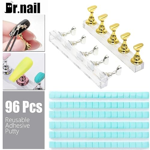 Nail Stand for Press Ons, 15Pcs Nail Art Brushes, 5Pcs Dual-Ended Nail Dotting & Sculpture Pens, Nail Stand DIY, Nail Holder for Painting Nails with 96Pcs Reusable Putty, Nail Art Tools thumbnail 2