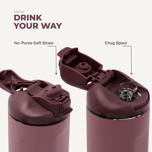 HydroJug Ease2o 40oz Insulated Water Bottle, Straw & Chug Lid, Canyon Rose | Pressure-vented lid, leak-resistant, stainless steel, vacuum insulated, water-level window, cup holder friendly, BPA-free thumbnail 6