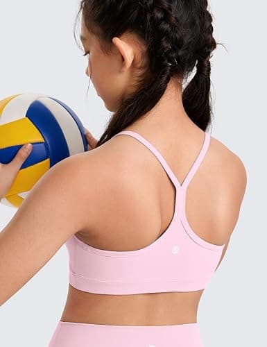CRZ YOGA Girls Butterluxe Y Back Sports Bra - Yoga Athletic Casual Tops Scoop Neck Spaghetti Strap Padded Crop Kids Teen thumbnail 5