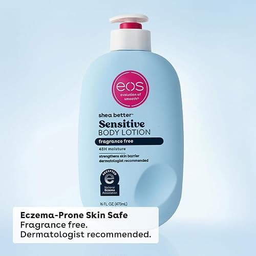 eos Shea Better Sensitive Skin Body Lotion, 48-Hour Moisture Skin Care, For Dry Skin, Fragrance Free Body Lotion, Eczema Lotion, Vegan, 16 fl oz (Packaging may vary) thumbnail 3