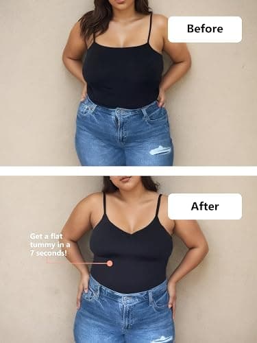 ATTLADY Compression Tank Tops for Women, High Shaping Scoop & V-Neck Cami, Shapewear Tummy Control Camisole thumbnail 4
