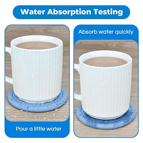 Blue Coaster, Drink Coasters, 8 PackCup Coasters, Kitchen Table Decor, Table Decor for Living Room, Bar Accessories for The Home Bar Set, Coaster Set for Wooden Tabletop Protection Table thumbnail 5