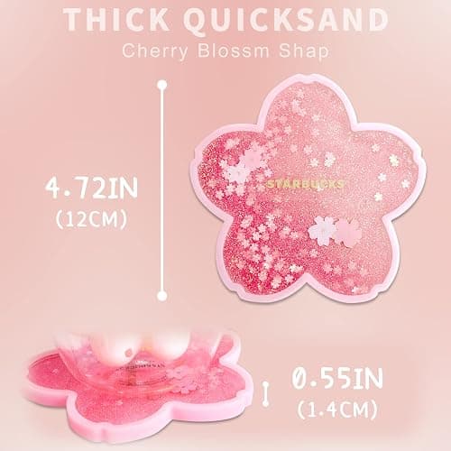 2pcs Sakura Coasters,Non-Slip Insulation Acrylic Coaster, Funny Coasters,Cute Cherry Blossom Decor,Gift for Girlfriend Women Kids Wife (Pink) thumbnail 3