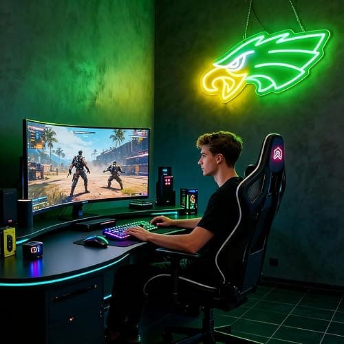 Jevuoyee Eagle Neon Signs for Wall Decor, Dimmable Eagles Logo Neon Light, LED Decor Birthday Gifts for Man Cave, Game Room, Bedroom, Bar, Bistro, Club, Cafe thumbnail 7