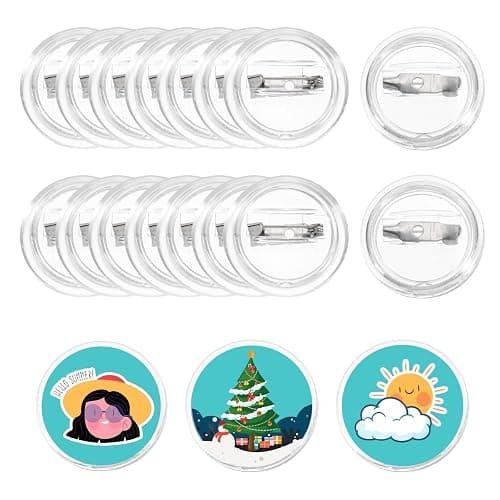 MECCANIXITY 25Pcs Blank Buttons Pin Button Maker Badges Sewing Acrylic Clear 1 inch for DIY Crafts Photo, Pin on Clothes, Hats, Bags, Circle Buttons - Image 1