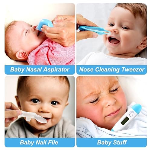 Baby Grooming Kit, Infant Safety Care Set with Hair Brush Comb Nail Clipper Nasal Aspirator,Baby Essentials Kit for Newborn Girls Boys thumbnail 5