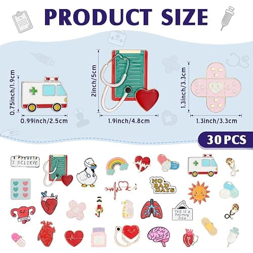 Riceshoot 30 Pcs Nurse Enamel Pins for Badge Inspirational Nurse Lapel Pin for Nursing Student Oncology Vascular Nephrology thumbnail 2