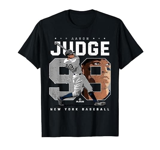 Aaron Judge Number Portrait Baj New York MLBPA T-Shirt - Youth - Red Heather - Large - Image 1