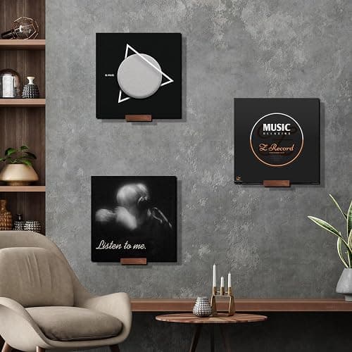 2.68 Inch 10 Pcs Vinyl Record Holder Wall Mount Floating Wooden Album Record Holder Wall Record Holder Vinyl Record Shelves Record for Displaying Daily LP CD Listening Vintage Home Decor thumbnail 4