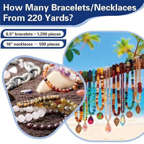 220 Yards Stretchy Bracelet String, 1mm Elastic String for Bracelets, 2 White & 2 Black Elastic Cord for Bracelets, Friendship Bracelet String, Tensile Strength String for Crafts, Necklaces & Beads thumbnail 7