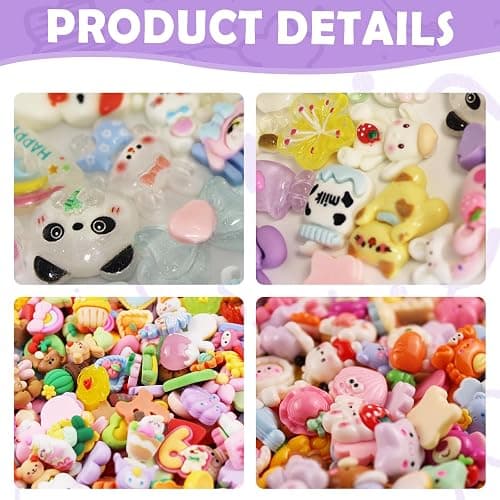 Bayurht 125PCS Slime Resin Charms 6 Colors Assorted Cute Charm Heart Bow Candy Charms Flatback Slime Charm Aesthetic Nail Beads for DIY Crafts Phone Cases thumbnail 6