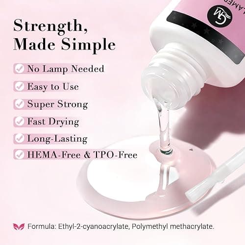 GLAMERMAID Super Strong Nail Glue for Press On Nails, Fast Drying Brush On Glue for Nail Tips & Acrylic Fake Nails, Long-Lasting, Maximum Strength, Mess-Free 15ml thumbnail 2