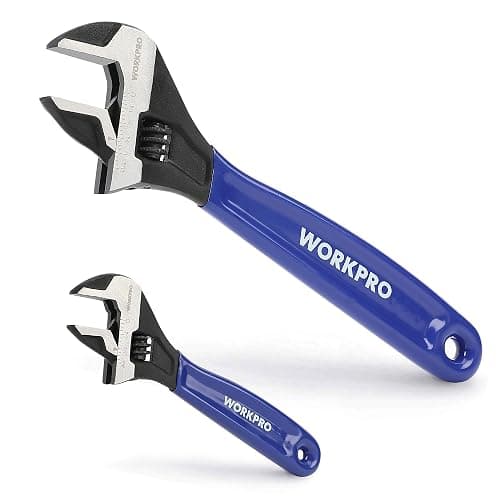 WORKPRO 2-Piece Adjustable Wrench Set, 6-Inch & 10-Inch Wide Jaw Black Oxide Wrench, Cr-V Steel, Metric & SAE Scales, Max Jaw Opening 15/16" & 1-5/16", for Home Repairs, Plumbing, Garage Work - Image 1