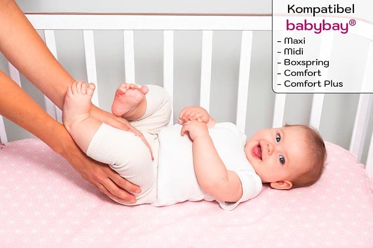 Lovely Hippo 2X Spannbettlaken 50x89 cm Kompatibel mit BabyBay + 1X Matratzenschoner - Spannbettlaken Baby Kompatibel mit Maxi, Boxspring, Comfort, Comfort Plus (Regenbogenfarben, 50x89cm) thumbnail 2