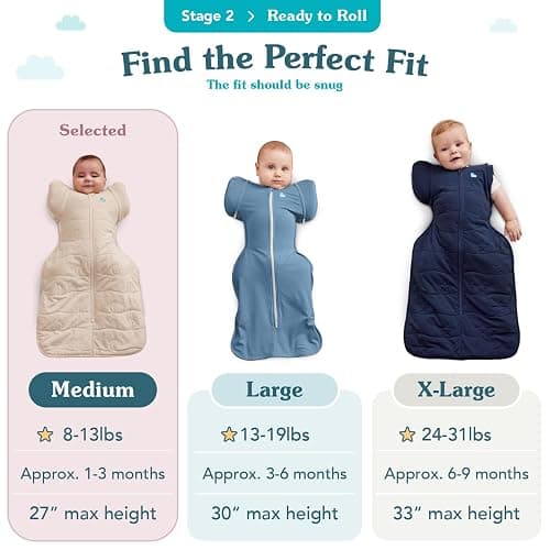 Love to Dream Transition Bag 0.2T Stretch Cotton Medium (6-8.5kg) Stage 2, Soft & Breathable, Lightweight for Comfortable Sleep, Ideal for Newborns, Stripe Print, Olive thumbnail 4