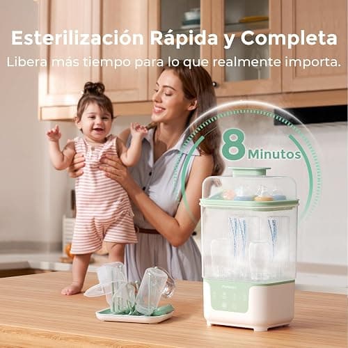 Momcozy Esterilizador y Secador Eléctrico para Biberones, Capacidad para 6 Biberones, Dispositivo 4 en 1 para Biberones, Accesorios y Extractores de Leche, con Soporte de Secado Incluido thumbnail 5