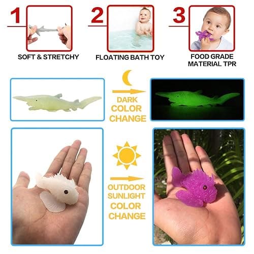 18 Pack Assorted Ocean Animal, Stretchy and Floating Rubber sea Animals Toy Set, Mini Realistic Under The Sea Life Figure for Toddler Bath Bathtub, Shark Octopus Fish Toys Bulk for Kid Party thumbnail 4