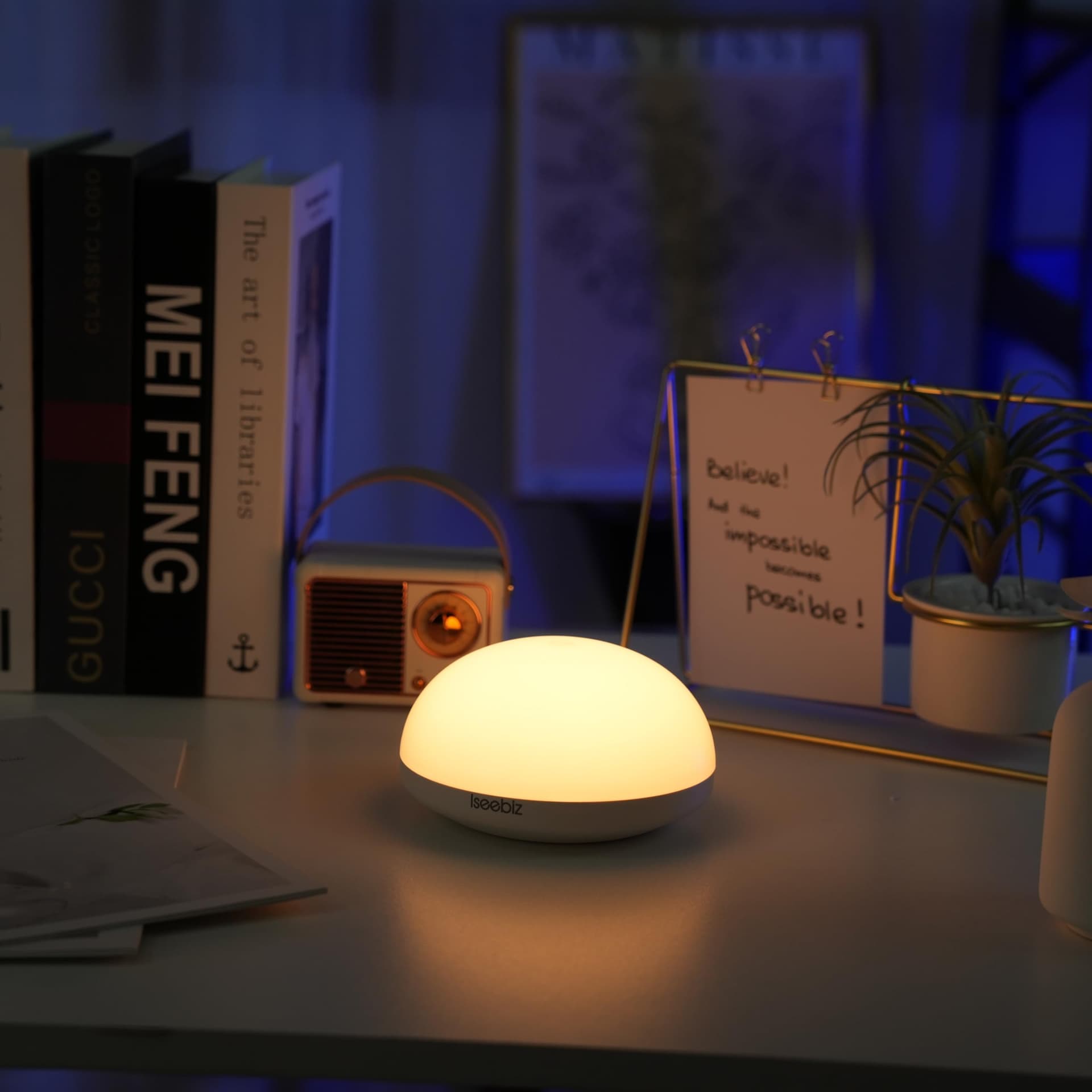 Night Light, Touch Lamp Bedside, Wireless Rechargeable LED Control Smart Bedside Table Lamp for Breastfeeding, Portable Baby Nursery Lamp, Eye Protection Indirect Lighting 2 Colors 5V thumbnail 8