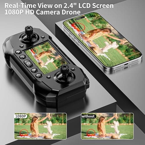 Drone with Camera for Adults, 1080P HD Drones with LCD Screen Controller with 8GB SD Card, Brushless Motors Quadcopter for Beginners, Stable Hover, Waypoint Fly, One-Key Takeoff/Landing, Portable Drone for Kids thumbnail 5
