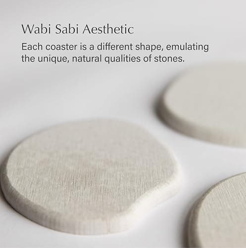 Dorai Home Stone Coaster Set – 4 Absorbent Diatomite Coasters for Instant Drying, Modern Design, Sandstone - Sandstone thumbnail 6