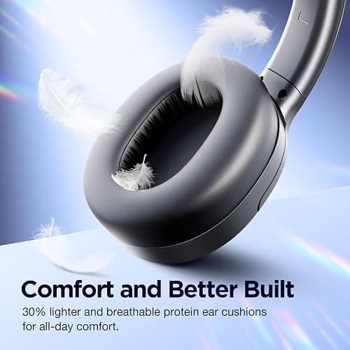 Upgrade Pro‑level Hybrid Active Noise Cancelling Headphones with HD Sound, Wireless Bluetooth Headphones Over The Ear Unequaled Comfort, Vivid Deep Bass, for Home Office Travel Birthday Gift, Black thumbnail 6