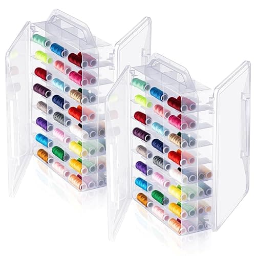 Mifoci 1 Pcs 46 Grids Sewing Organizer Double Sided Thread Box Storage Portable Clear Plastic Thread Holder for Embroidery Sewing Crafts Beads Embroidery Floss - Image 1