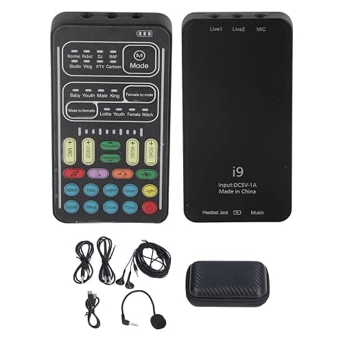 Voice Changer Set,I9 Multifunction Portable Recording Mini Sound Card,8 Different Sounds,High Device Compatibility,for Game Music Recording,Phone Computer Sound Changer(English Version) thumbnail 9